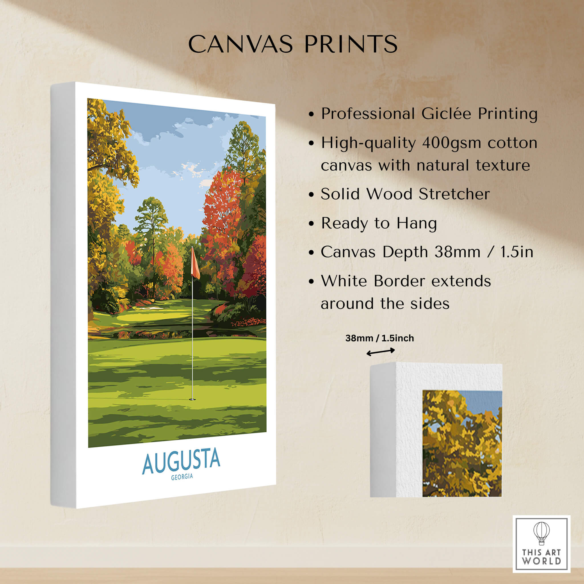 Augusta National Golf Print - Georgia Wall Art showcasing professional Giclée printing on high-quality canvas.