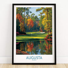 Augusta The Masters Golf Wall Art Print showcasing a vibrant golf course scene in Georgia.