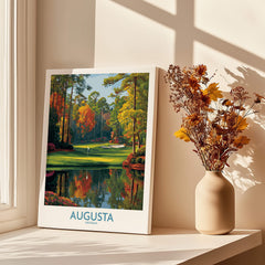 Augusta The Masters Golf Wall Art Print showcasing a vibrant scene from Augusta, Georgia, perfect for golf enthusiasts.