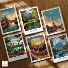 Augusta The Masters Golf Wall Art Print among other travel art prints including Venice, Paris, Singapore, Barcelona, and Sri Lanka.