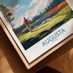 Augusta National Print - The Masters Golf Poster showcasing a golfer at a picturesque landscape in Augusta, Georgia.