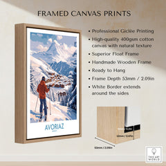 Avoriaz France Ski Chalet Village Art Print | Alpine Skiing Poster framed canvas print showcasing alpine scenery.