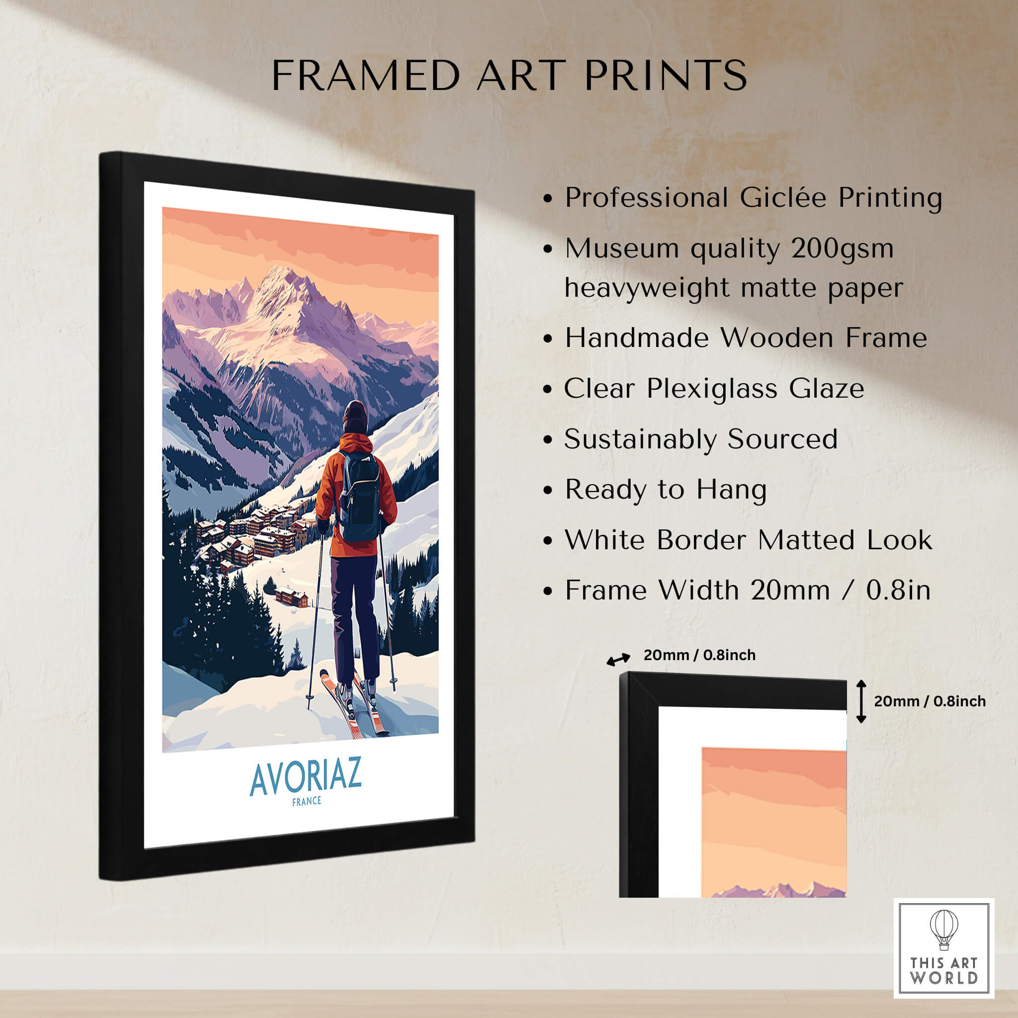 Avoriaz France Ski Art Print | Alps Village Poster framed art print showcasing vibrant alpine scenery and professional quality.
