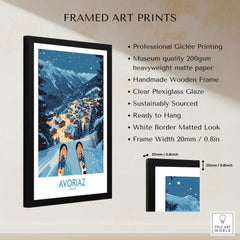 Avoriaz France Art Print | Ski Poster framed with professional printing and a scenic winter landscape.