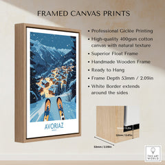Avoriaz France Art Print | Ski Poster in a framed canvas, showcasing a winter landscape of the French Alps.