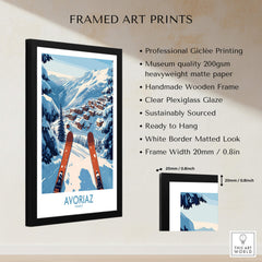 Avoriaz France Ski Art Print | Mountain Chalet Poster displayed in a framed art print with professional Giclée quality.