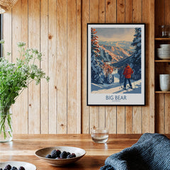 Big Bear Ski Print - California featuring a skier in the mountains, perfect for winter sports enthusiasts.