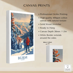 Big Bear Ski Print - California showcasing a skier in the stunning mountains of California, ideal for home decor.
