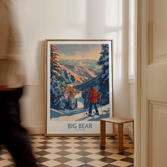 Big Bear Ski Print - California featuring a skier in a mountainous landscape, perfect for winter sports enthusiasts.