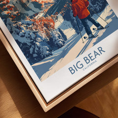 Big Bear Ski Print - California showcasing a skier on a snowy trail in the mountains of California.