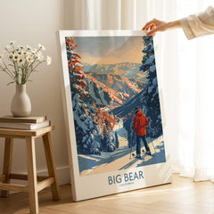 Big Bear Ski Print - California showcasing a skier on slopes in mountainous scenery.