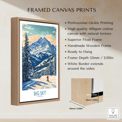 Framed canvas print featuring the Big Sky Wall Art Print, showcasing vibrant mountain scenery and ready to hang.