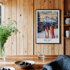 Big Sky Wall Art Ski Poster featuring vibrant colors and dynamic design, perfect for ski enthusiasts.