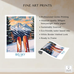 Big Sky Wall Art Ski Poster featuring vibrant colors and dynamic design, perfect for home decor and ski enthusiasts.