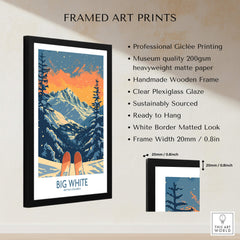 Big White Ski Print - British Columbia in a stylish black frame with beautiful mountain scene.