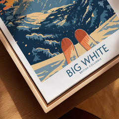 Big White Ski Print - British Columbia showcasing snowy slopes and ski gear in a stylish frame.