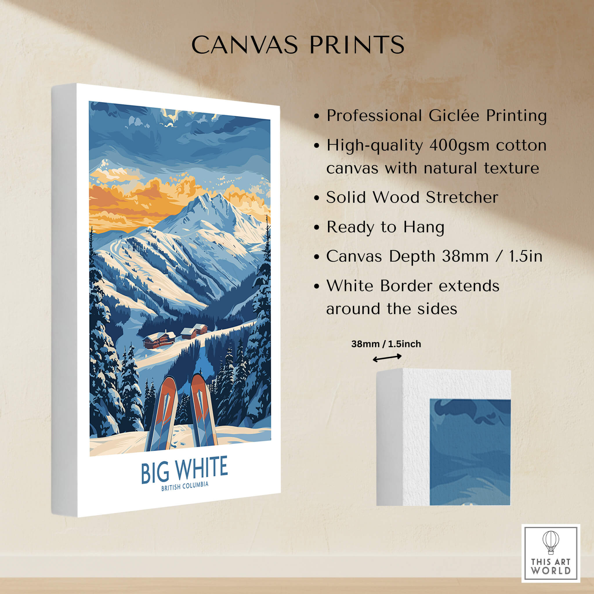 Big White Wall Art Print -  British Columbia showcasing professional Giclée printing on canvas.