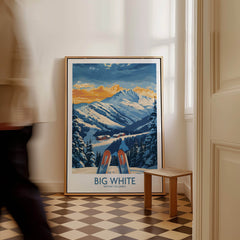 Big White Wall Art Print - British Columbia showcasing a stunning mountain landscape with skis.