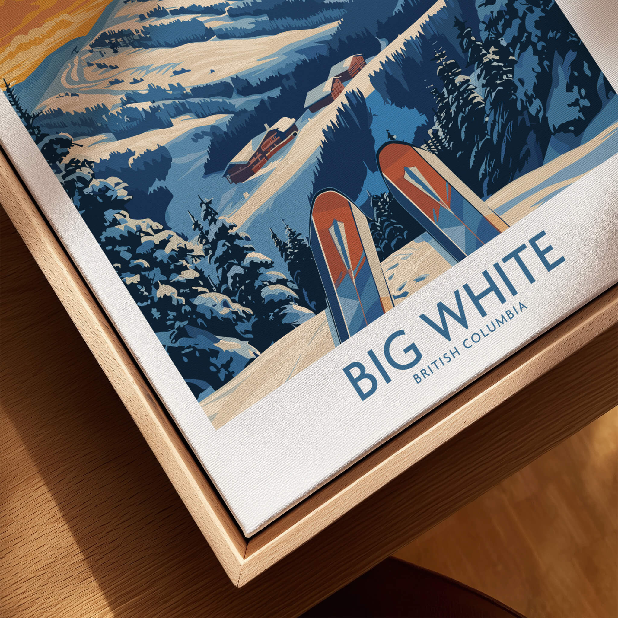 Big White Wall Art Print - British Columbia showcasing a beautiful winter landscape with skis.