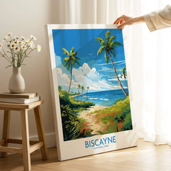 Canvas print of Biscayne National Park tropical beach art held in a bright room