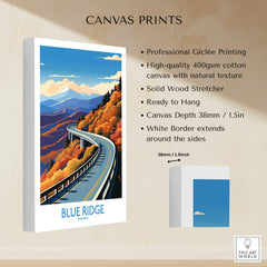 Blue Ridge Parkway Wall Art Print showcasing professional Giclée printing on high-quality canvas.