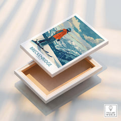 Breckenridge Ski Print - Colorado with skier on the slopes in a beautiful mountain landscape