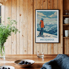 Breckenridge Ski Print -  Colorado displayed on a wooden wall, showcasing the stunning alpine landscape.