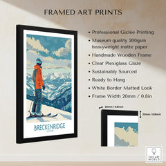 Breckenridge Ski Print - Colorado framed art print featuring skier and scenic mountains.