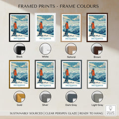 Different frame colors for Breckenridge Ski Print - Colorado, including black, white, natural, brown, gold, silver, dark grey, and light grey.