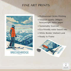 Breckenridge Ski Print - Colorado showcasing a skier against a stunning mountain backdrop, perfect for skiing enthusiasts.