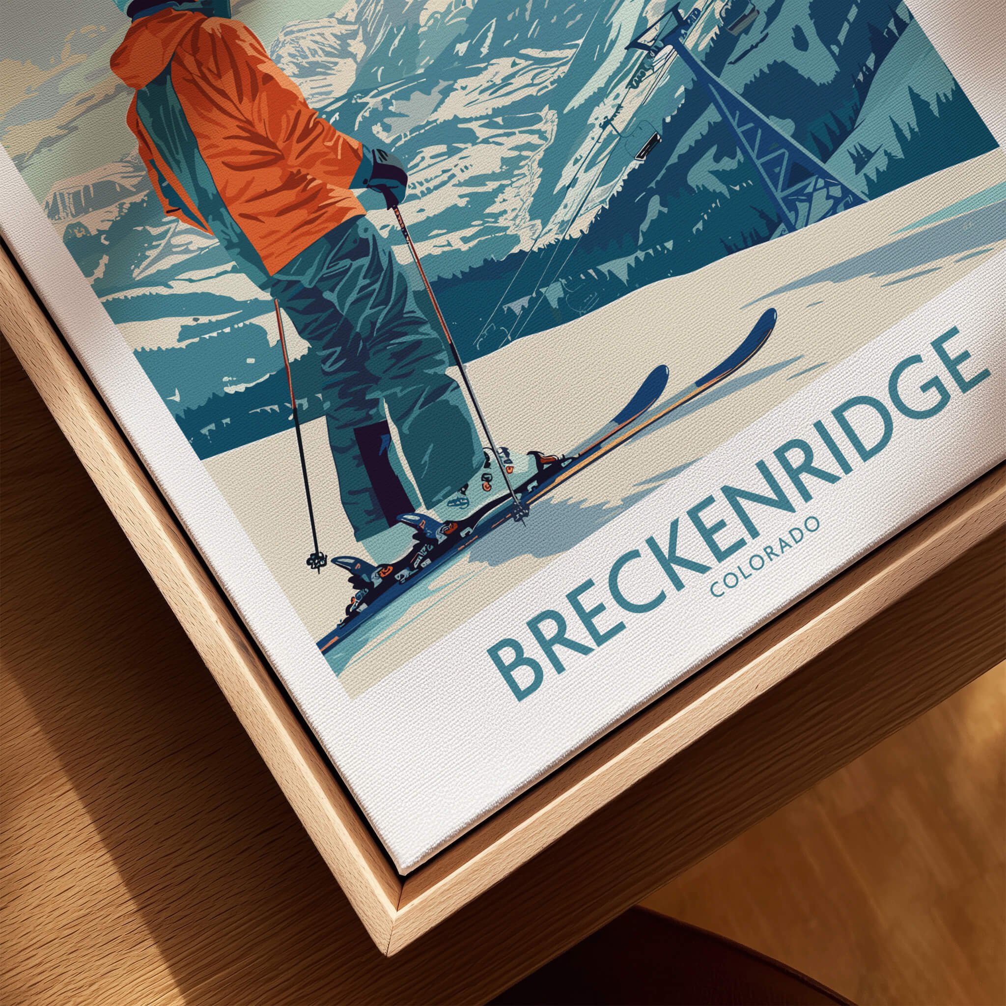 Breckenridge Ski Print - Colorado featuring a skier against a stunning mountain backdrop in Breckenridge, Colorado.