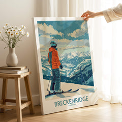 Breckenridge Ski Print - Colorado featuring a skier overlooking the mountains in Breckenridge, Colorado.