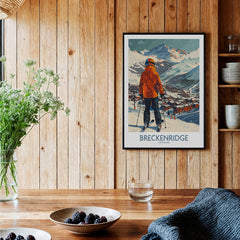 Breckenridge Wall Art - Colorado featuring a skier overlooking the snowy slopes and mountains.