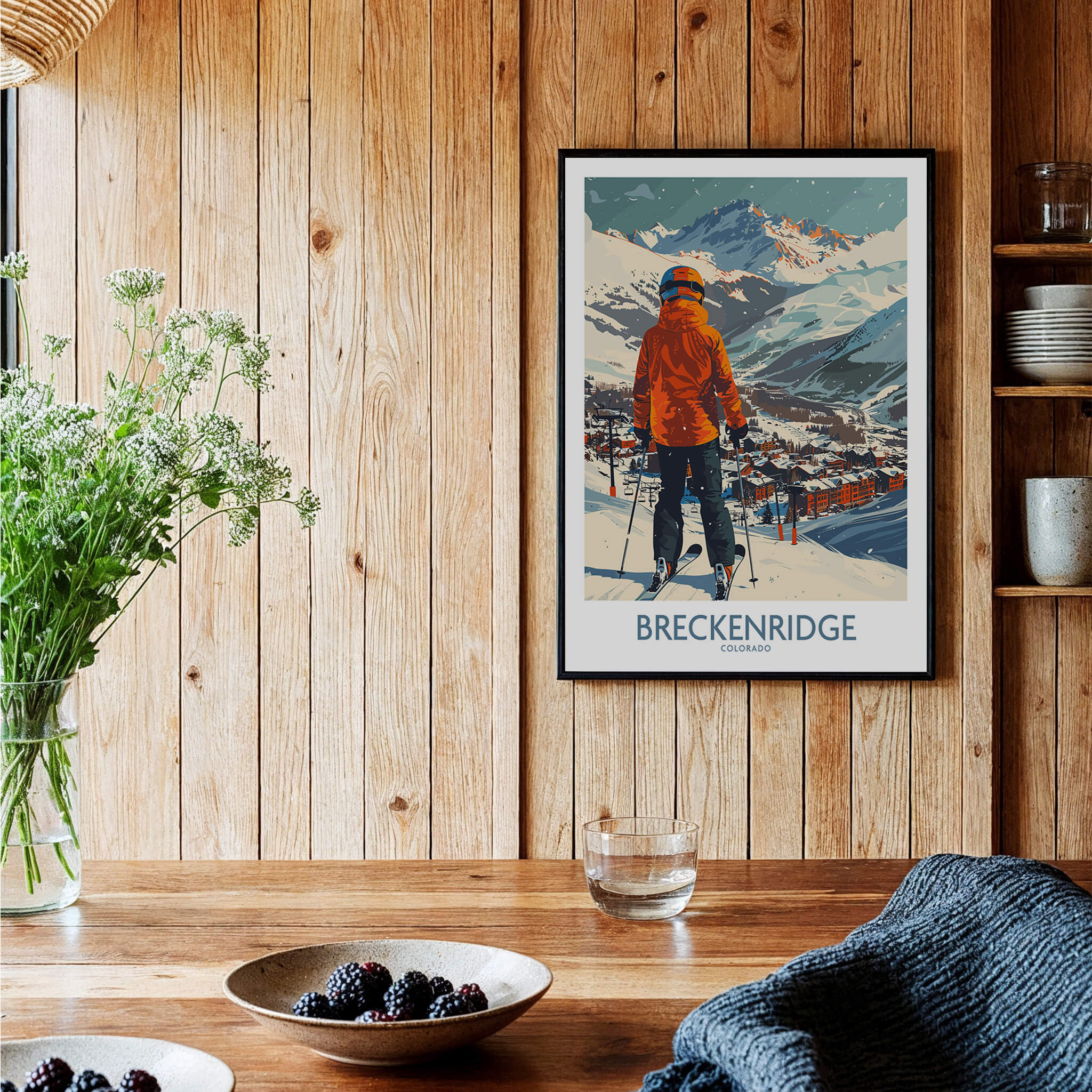 Breckenridge Wall Art - Colorado featuring a skier overlooking the snowy slopes and mountains.