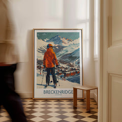 Breckenridge Wall Art - Colorado showcasing a skier overlooking the mountains in a stylish interior setting.