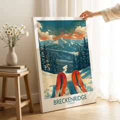 Breckenridge Poster Colorado displaying snowy mountains and ski slopes, perfect for home decor and ski enthusiasts.
