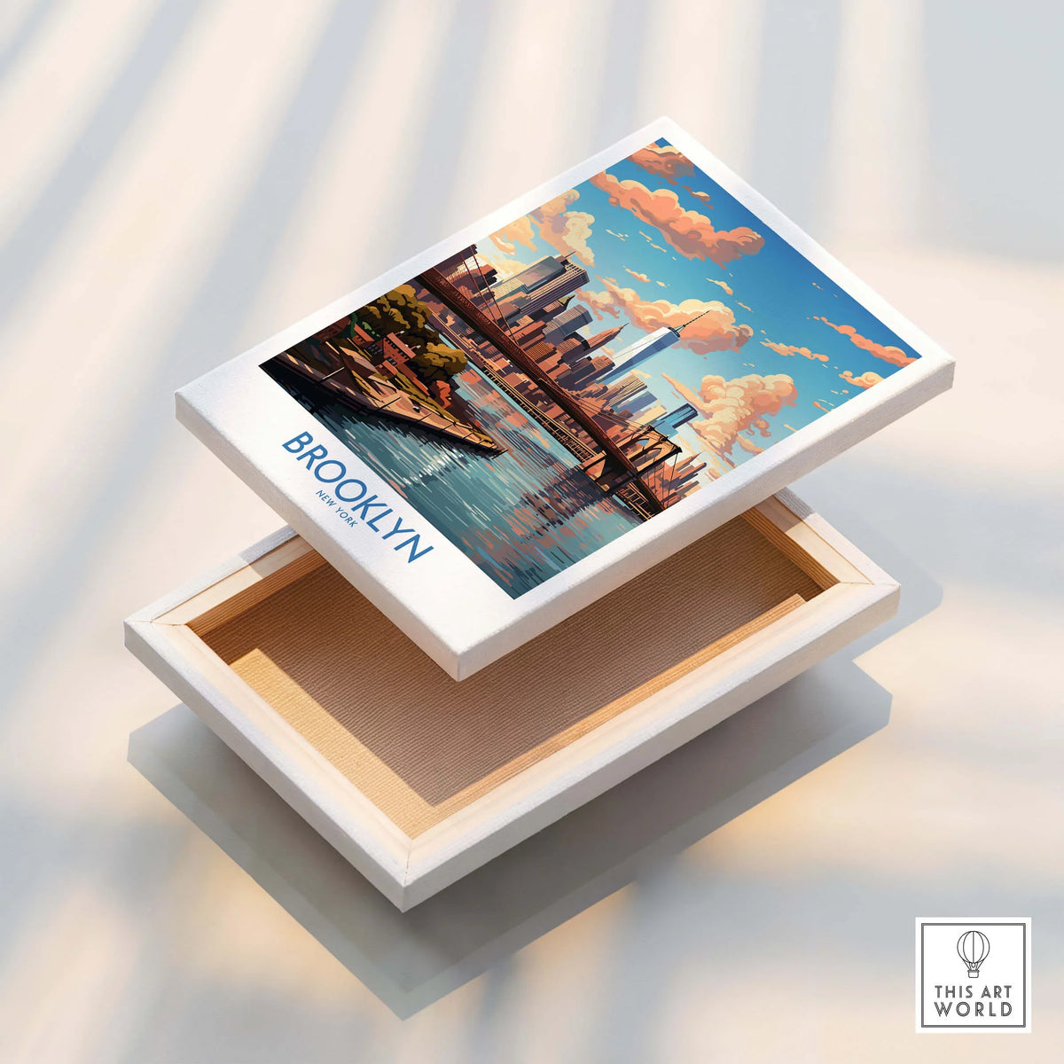 Brooklyn Poster showcasing a vibrant urban skyline, perfect for home or office decor.