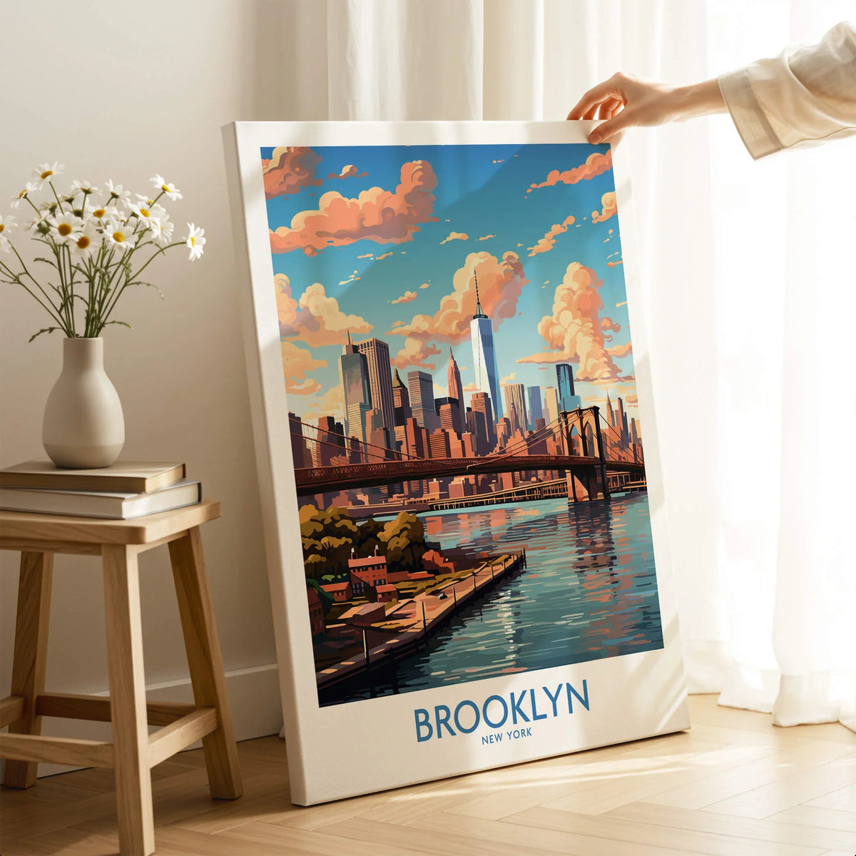 Brooklyn Poster showcasing the vibrant skyline of Brooklyn with urban charm and inspiring city energy.