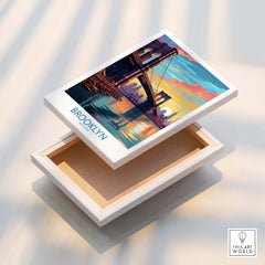 Brooklyn Wall Art Poster featuring the Brooklyn Bridge at sunset, adding urban elegance to your decor.