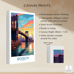 Brooklyn Wall Art Poster featuring the Brooklyn Bridge with vibrant colors and professional Giclée printing.