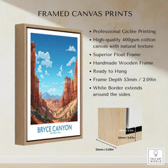 Framed Bryce Canyon National Park canvas print with float frame and wall art details.