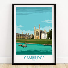 Cambridge Print of King's College, showcasing a beautiful travel poster wall art with elegant design.