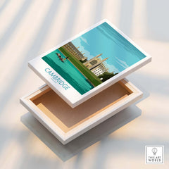 Cambridge Print travel poster design featuring iconic King's College and the River Cam.