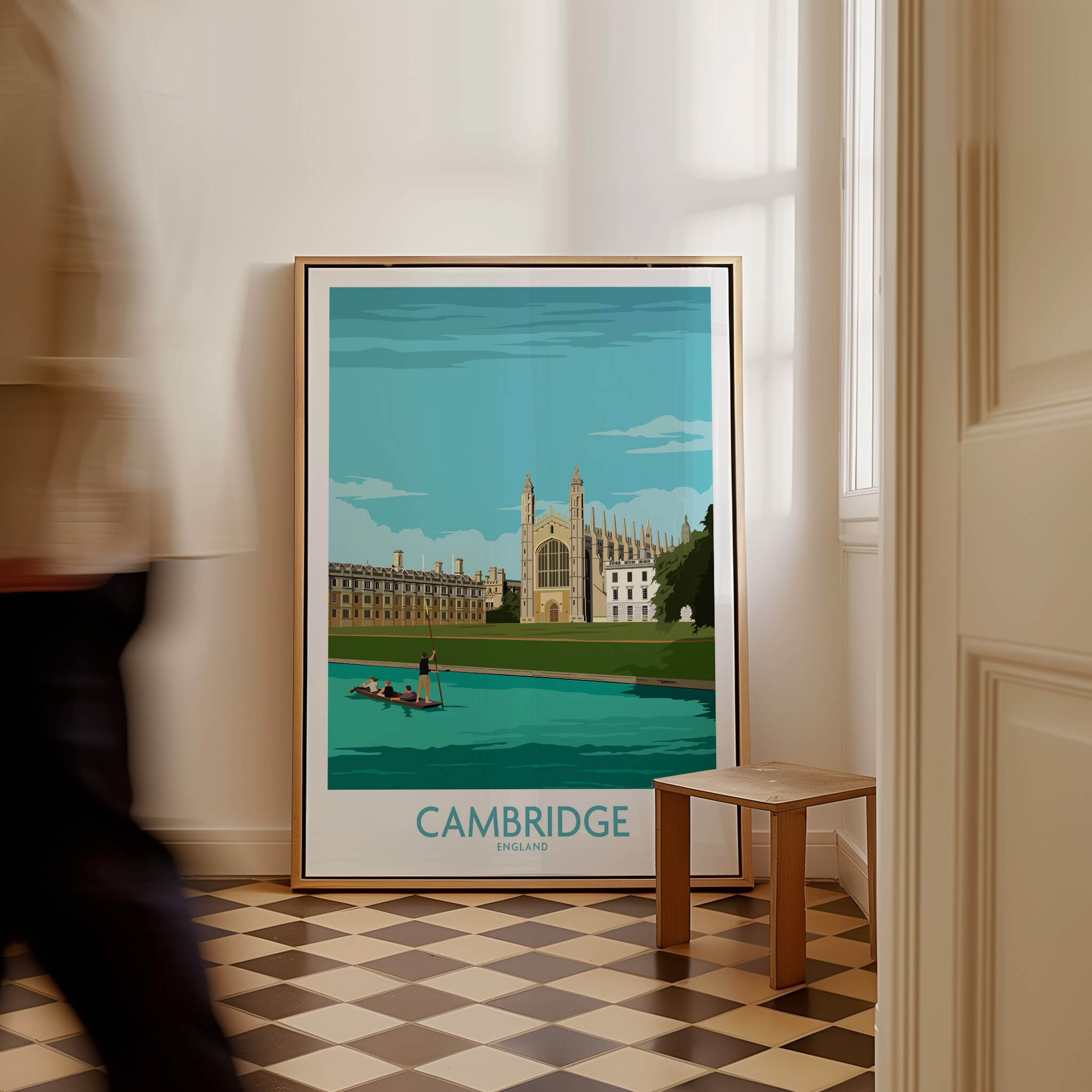 Cambridge Print wall art featuring King's College, perfect for home or office decor.