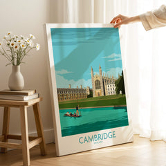 Cambridge Print showcasing King's College, a stunning travel poster wall art for home or office decor.
