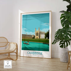 Cambridge Print of King's College in England, artistic wall art showcasing elegance and history.