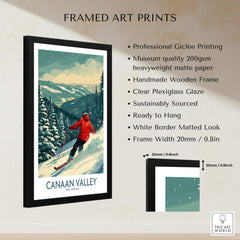 Canaan Valley Ski Print -  West Virginia framed art print showcasing winter sports in a scenic landscape.