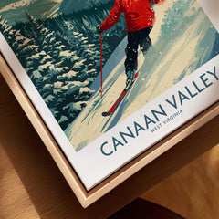Canaan Valley Ski Print - West Virginia showcasing a skier in a winter landscape with trees.