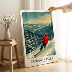 Canaan Valley Ski Print -  West Virginia featuring a skier in a snowy landscape, ideal for winter sports lovers.