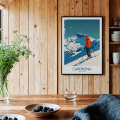 Cardrona Ski Print - New Zealand showcased in a cozy interior, perfect for ski enthusiasts and decor lovers.